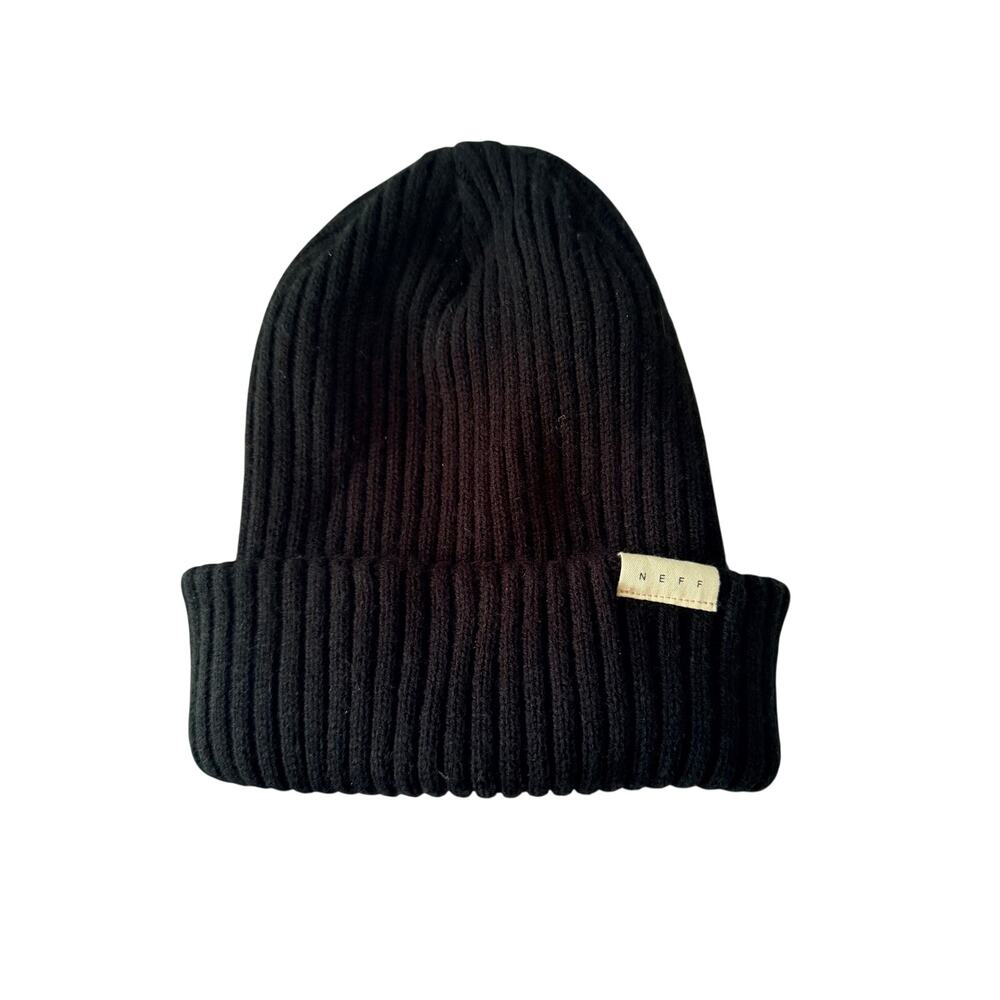 Cozy Neff Black Ribbed Beanie - One Size Adult Hat